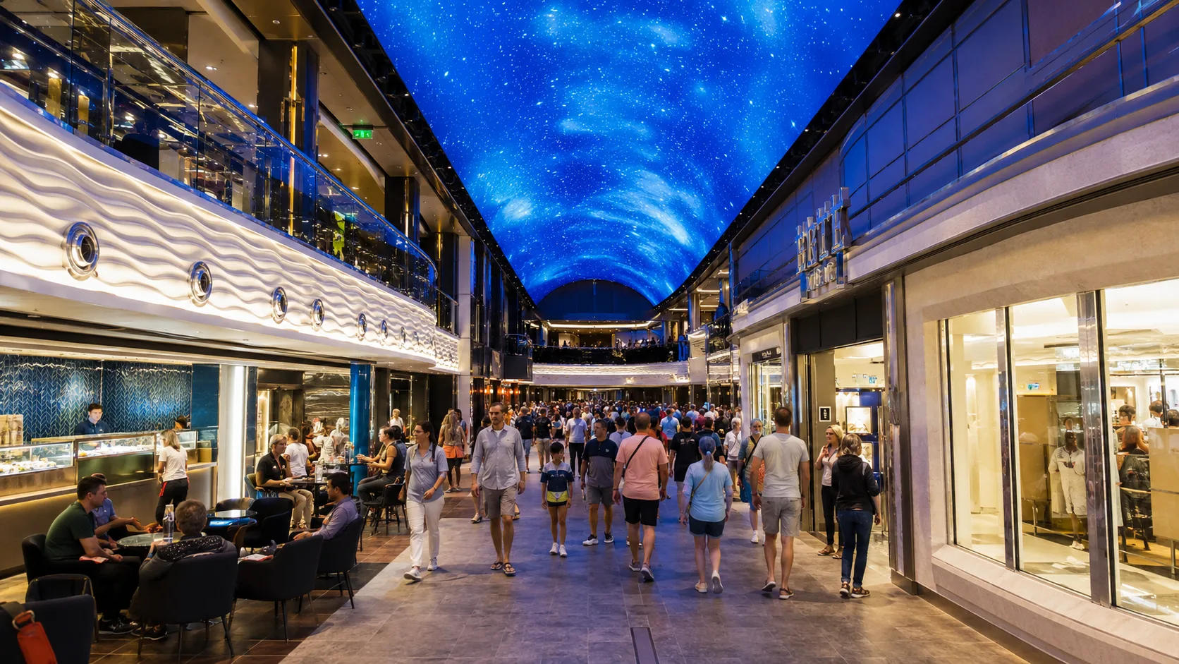 Galleria Grandiosa beneath its illuminated digital ceiling