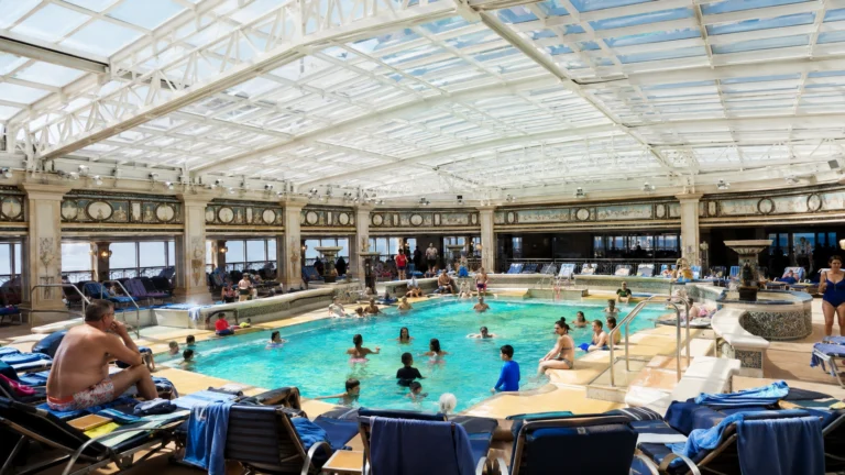 Covered Lido pool filled with guests on Carnival Firenze