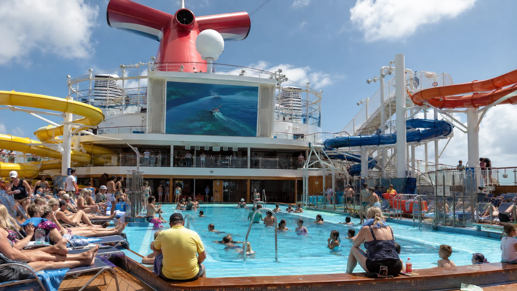 Busy Beach Pool deck aboard Carnival Panorama