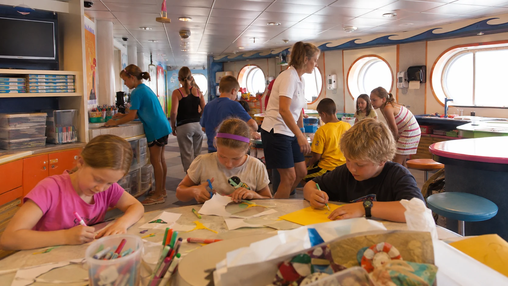 Children doing crafts in Camp Discovery on Caribbean Princess