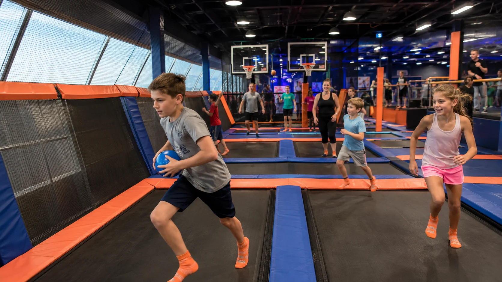 Children jumping on trampolines at Sky Zone on Carnival Panorama