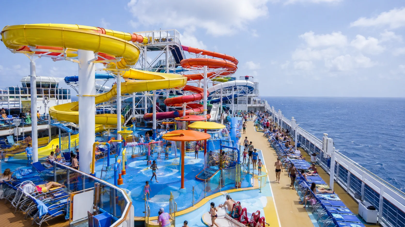 Colorful WaterWorks slides on Carnival Sunshine