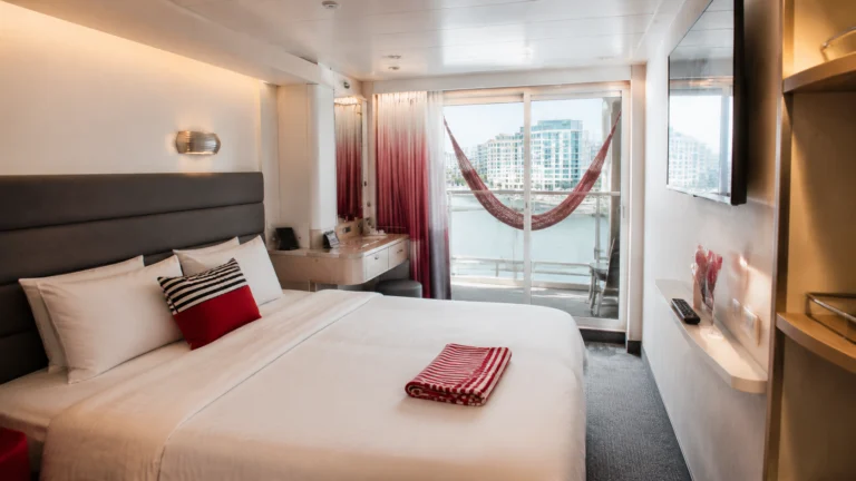 Brilliant Lady Sea Terrace cabin with a red balcony hammock