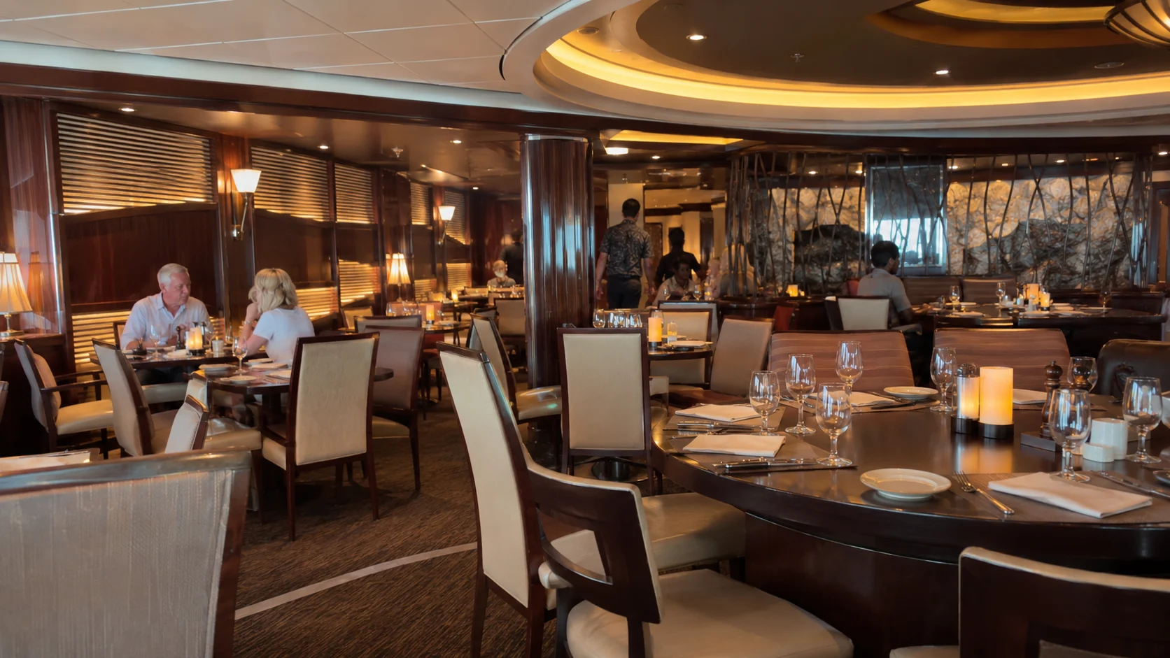 Dining room at Fahrenheit 555 steakhouse on Carnival Sunshine