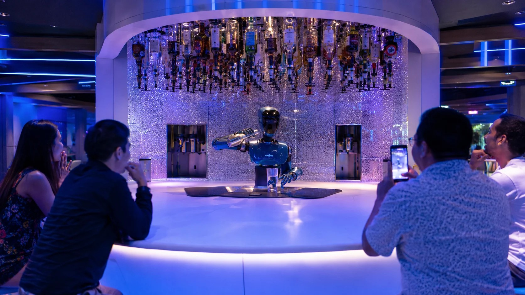 Rob the robotic bartender at MSC Starship Club aboard MSC Virtuosa