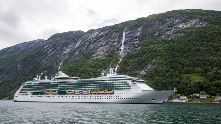 Brilliance of the Seas sailing through a Norwegian fjord