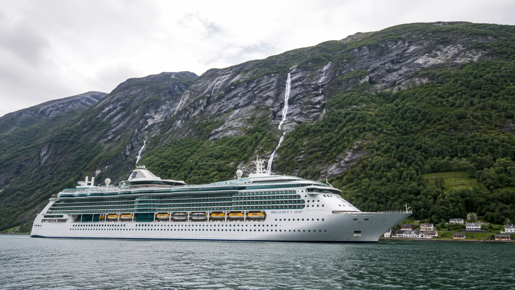 Brilliance of the Seas sailing through a Norwegian fjord