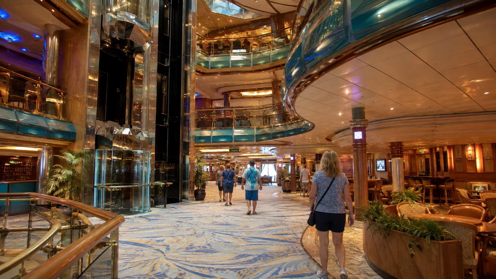 Carnival Breeze atrium with glass elevators