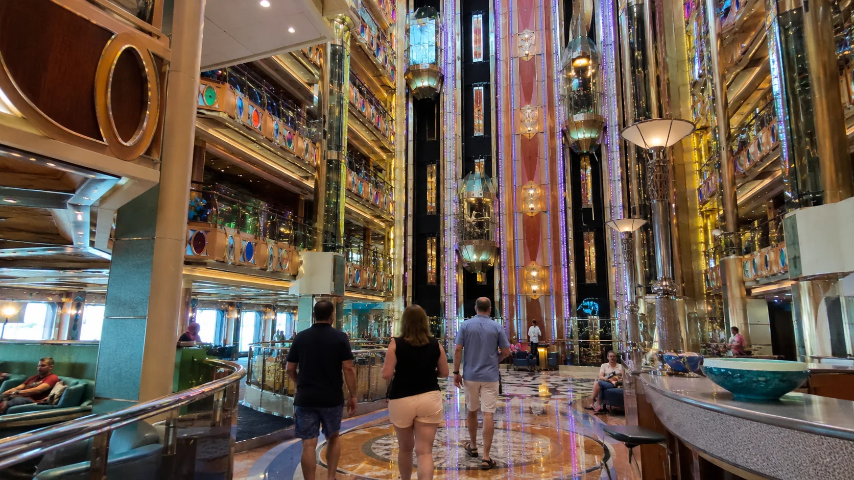 Carnival Freedom atrium with glass elevators