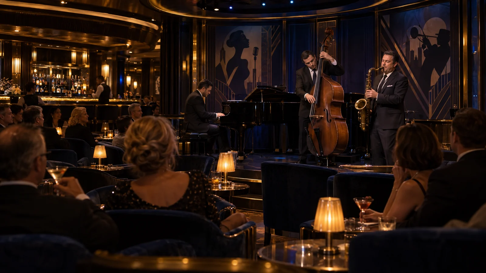 Musicians and guests in the former Take Five jazz lounge, a space now used by the casino.