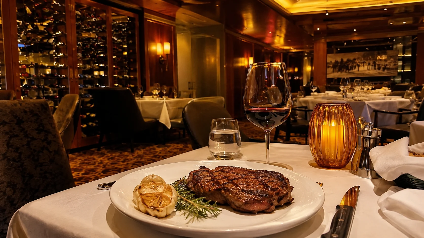 Steak dinner aboard Carnival Freedom