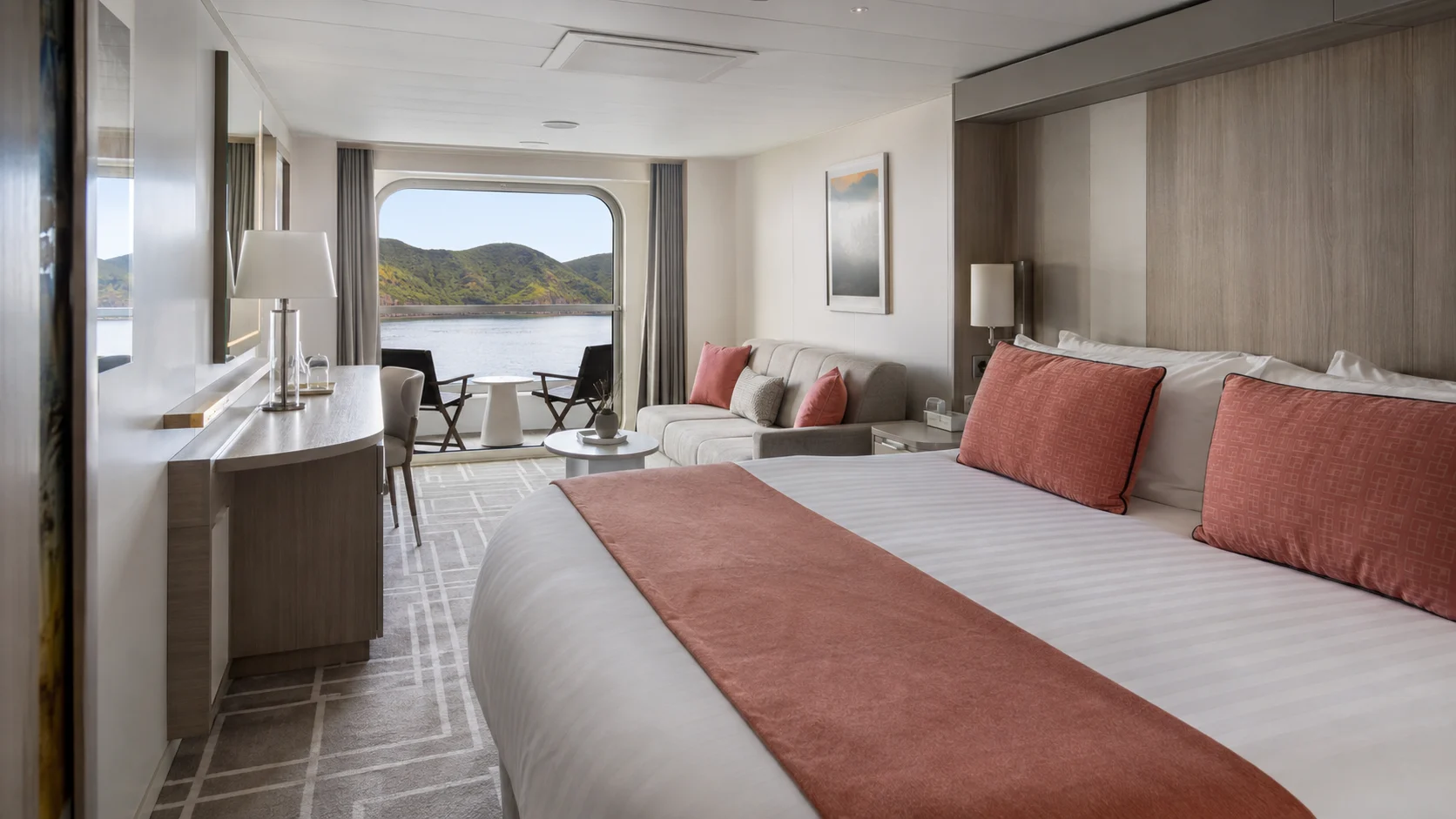 Celebrity Edge Infinite Veranda cabin with a double bed and ocean view