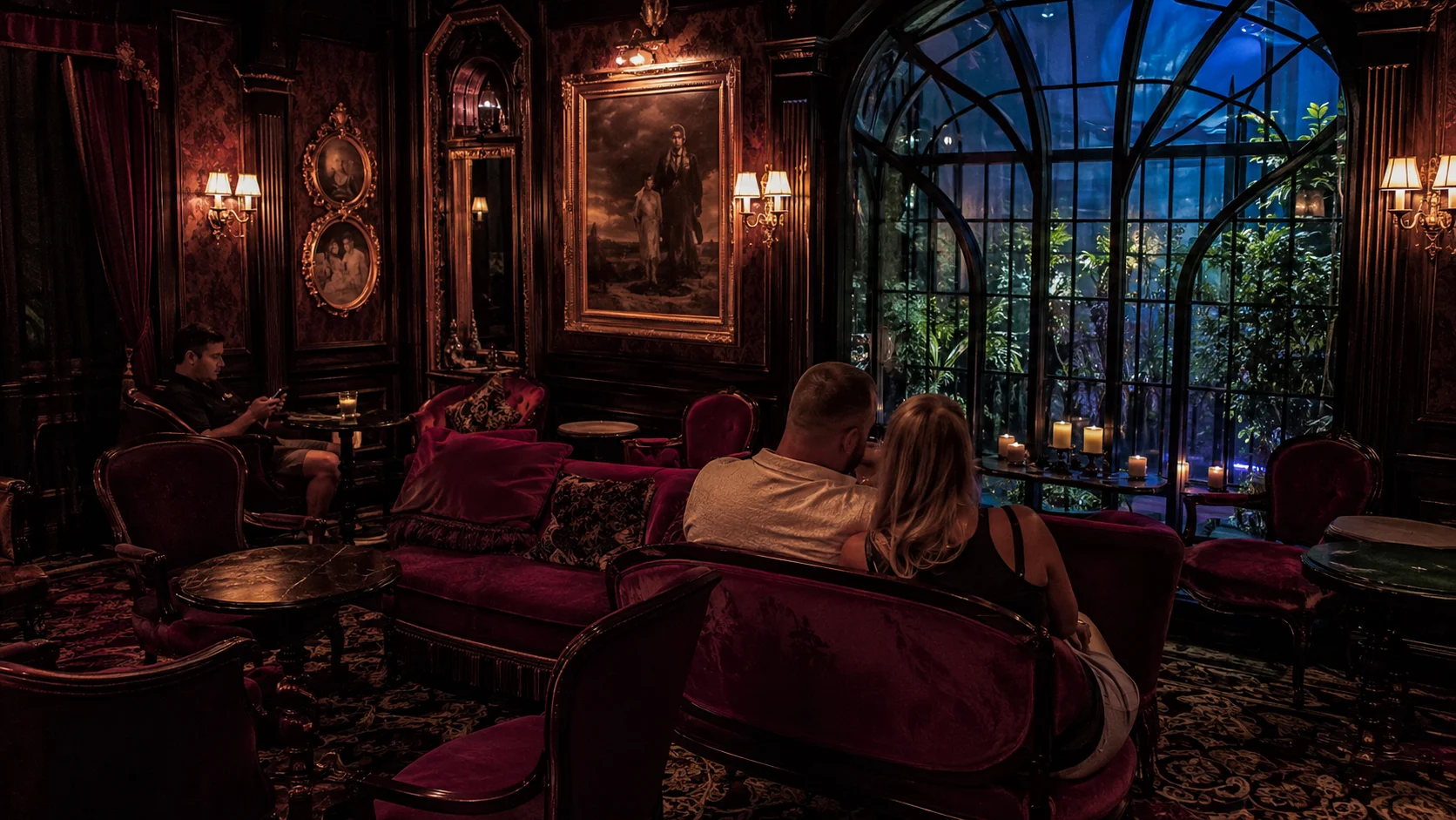 Haunted Mansion Parlor aboard Disney Treasure