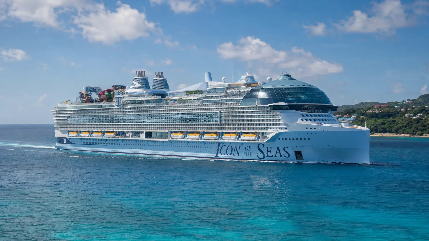 Exterior view of Icon of the Seas sailing at sea