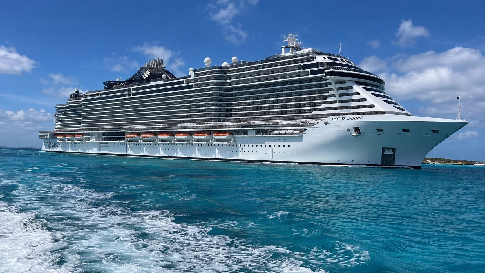 MSC Seashore sailing at sea