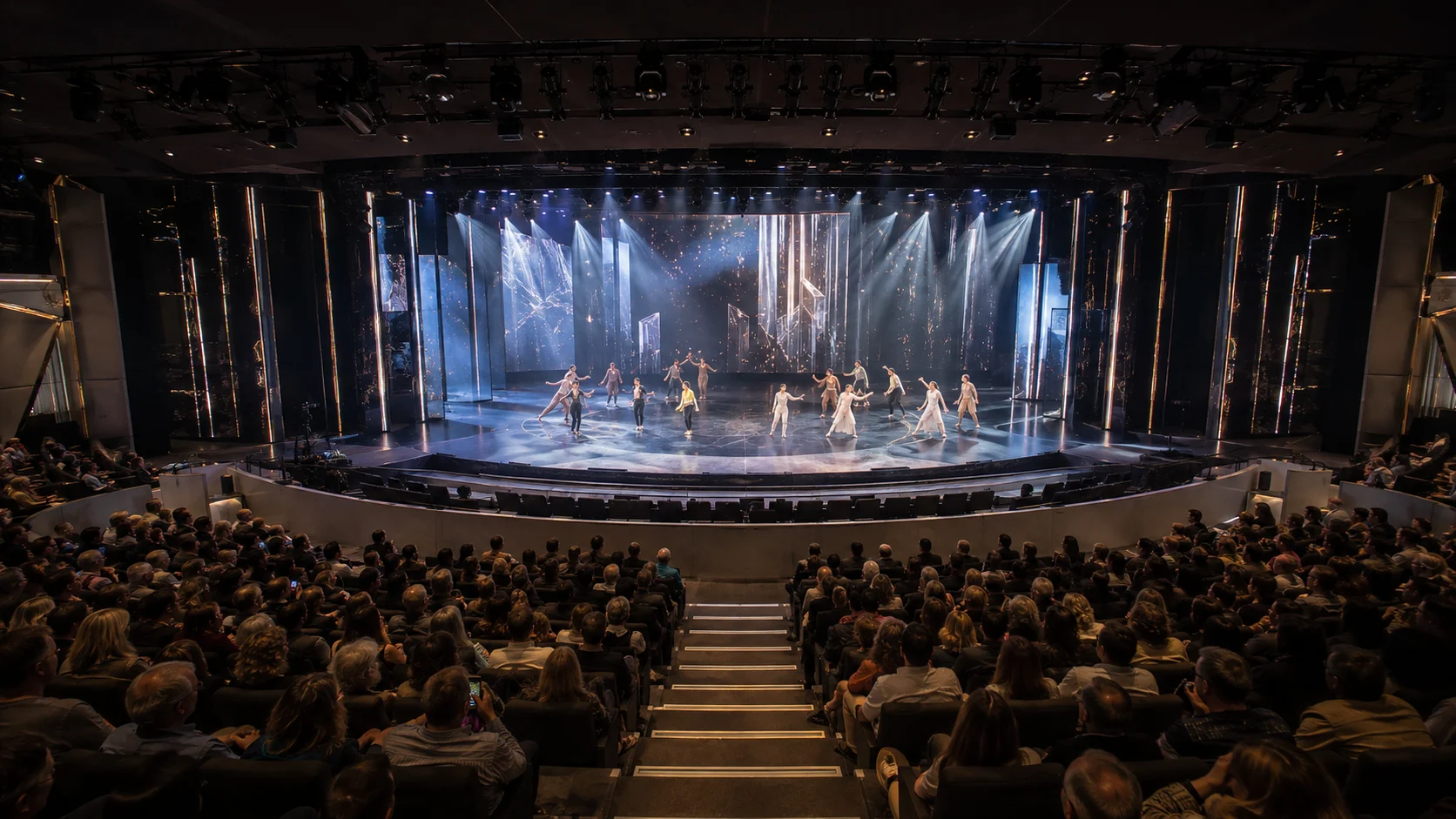 Stage performance in the MSC World America World Theatre