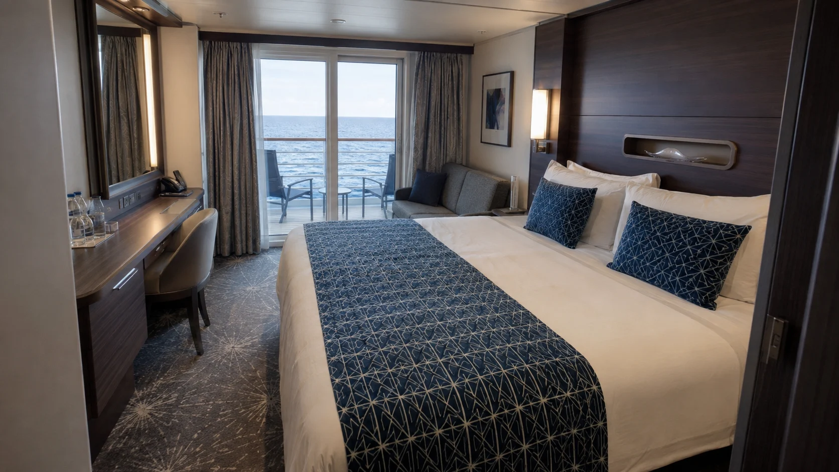 Balcony cabin aboard Norwegian Bliss