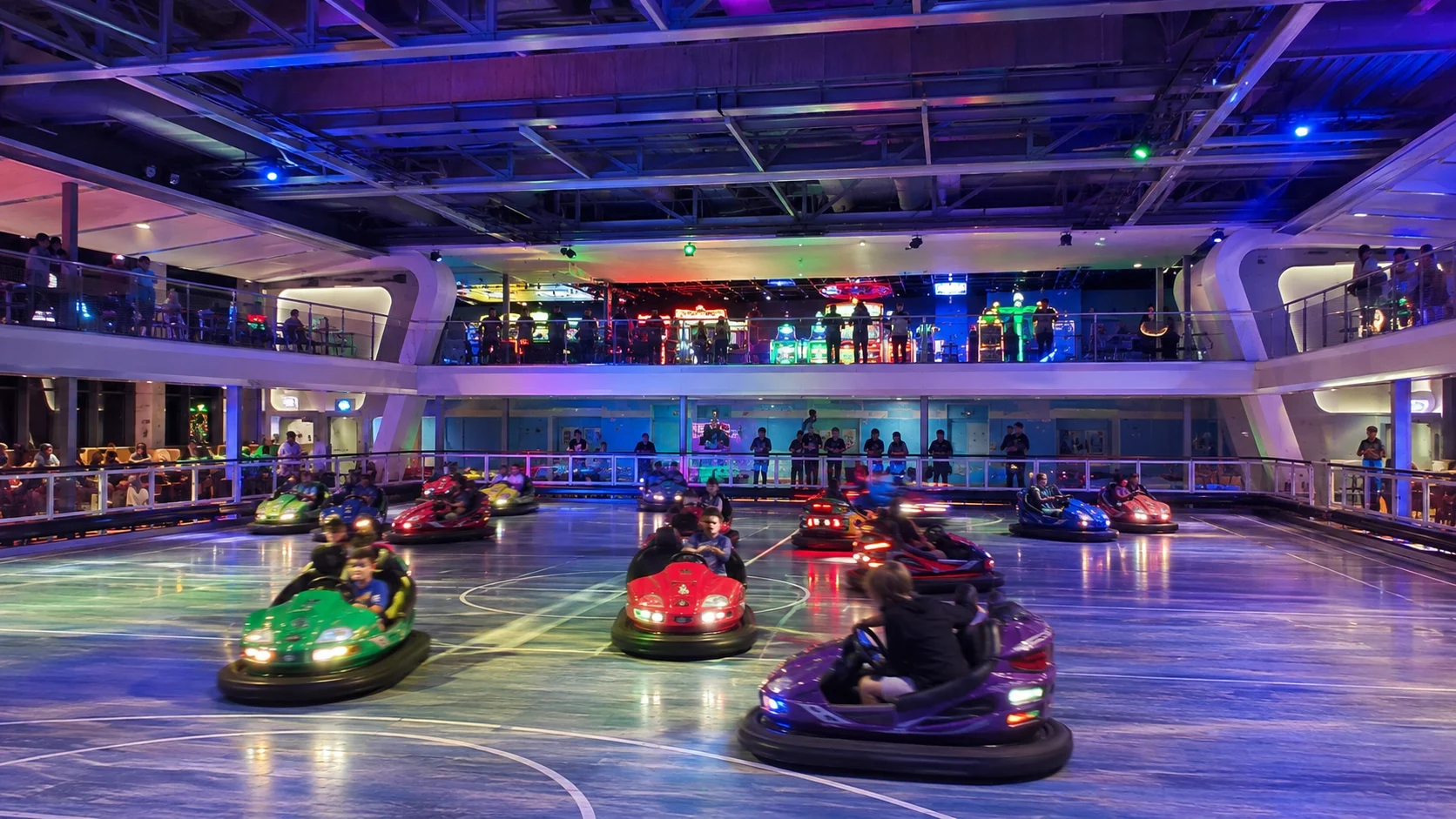 Bumper cars inside SeaPlex aboard Odyssey of the Seas