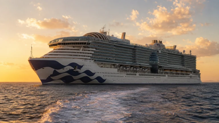 Star Princess sailing at sunset