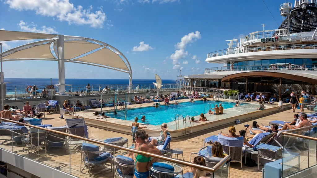 Busy Lido pool deck aboard Star Princess