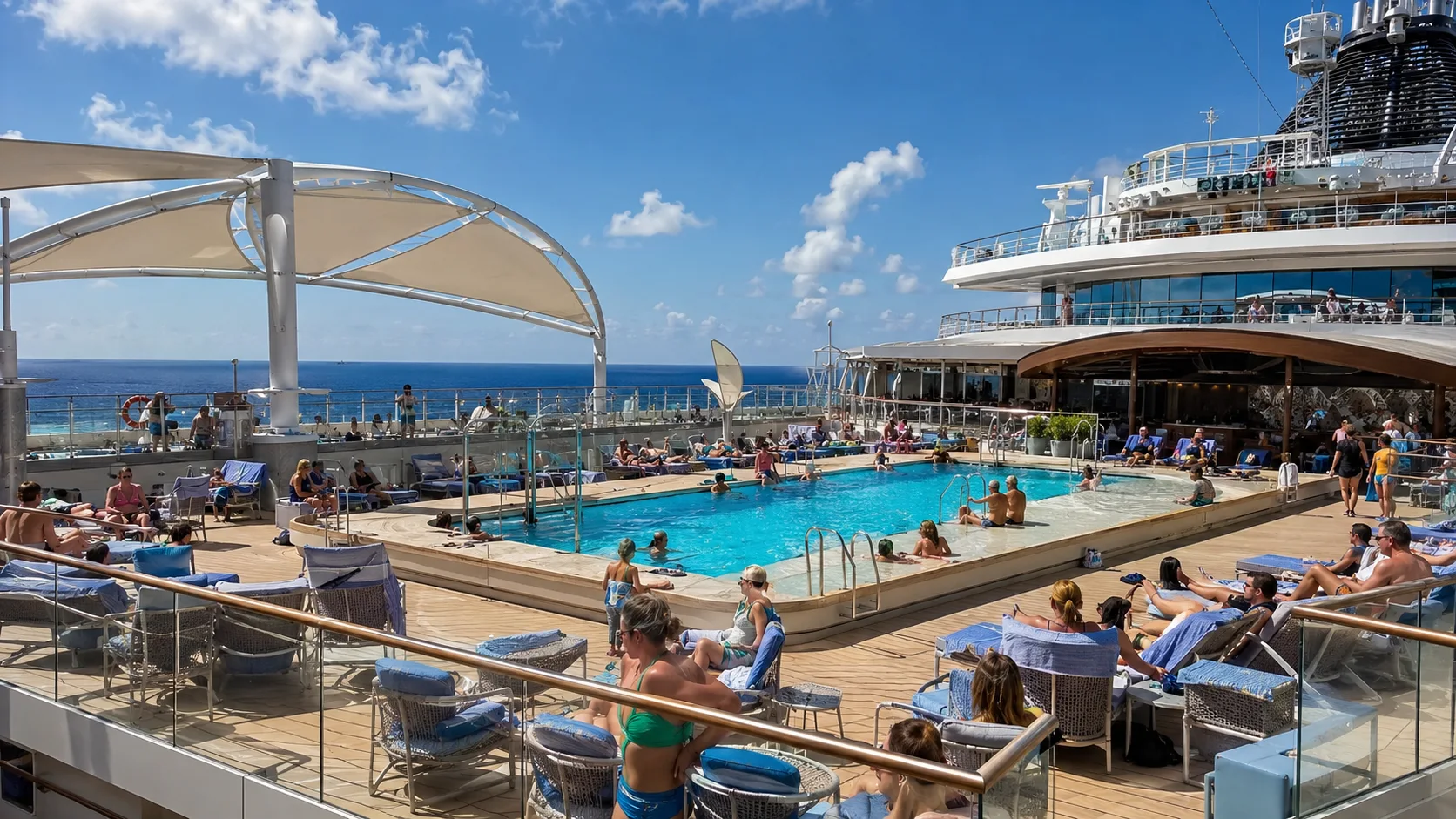 Busy Lido pool deck aboard Star Princess