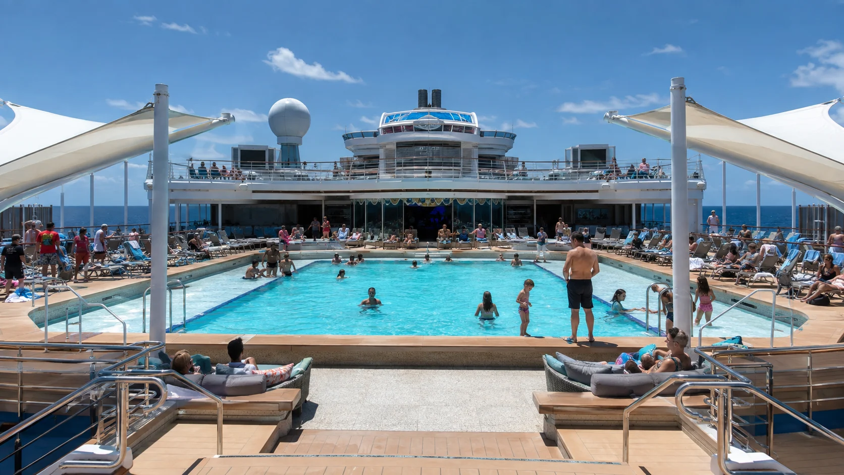 Upper outdoor pool deck on Sun Princess