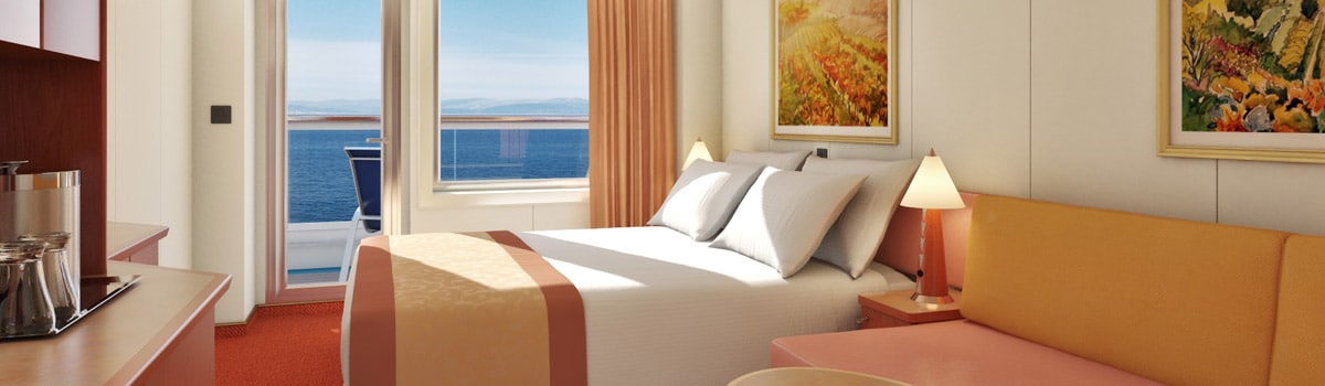 Representative standard balcony room listed by Carnival for Carnival Valor