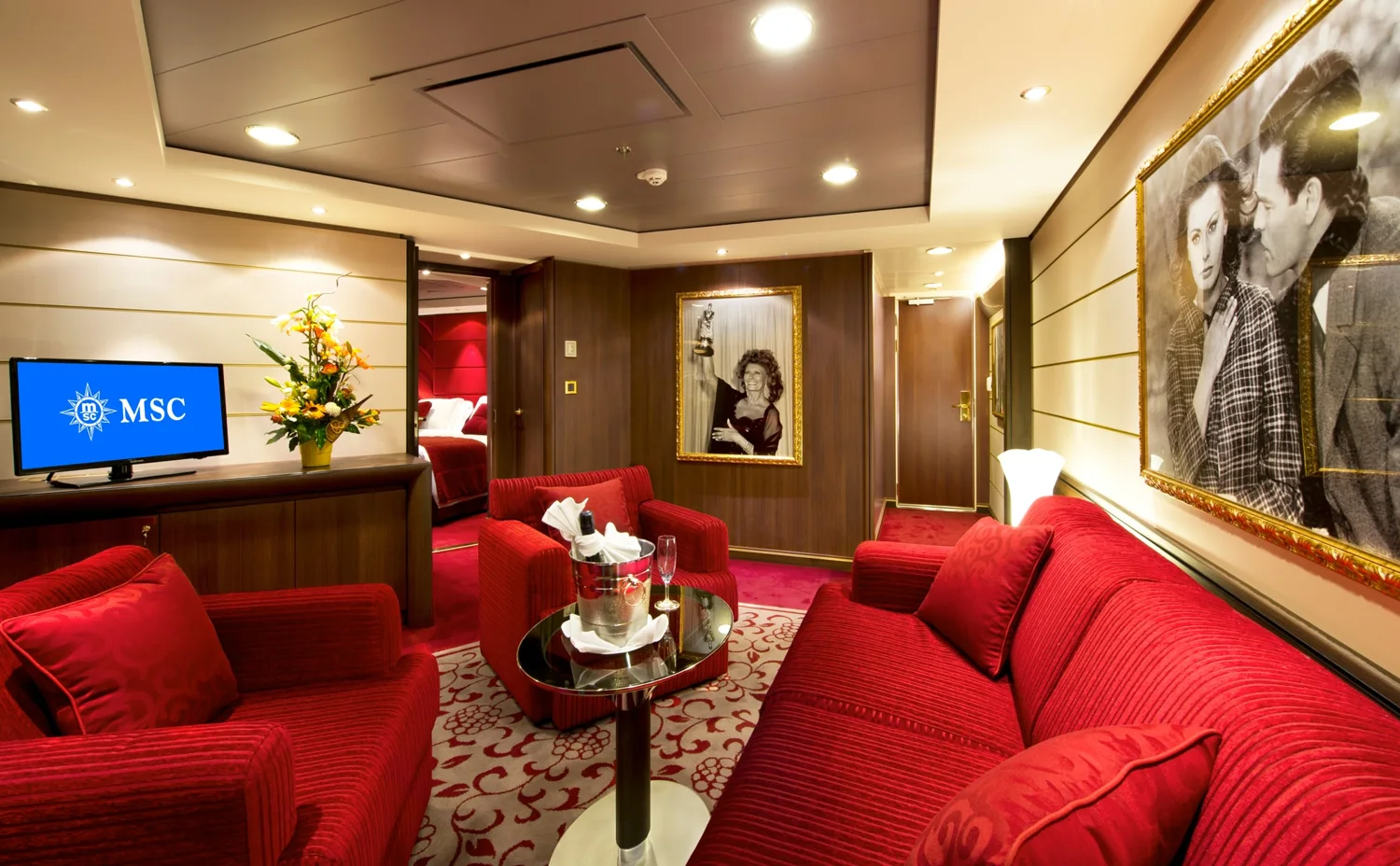 Representative MSC Divina Executive and Family Suite with Balcony living area