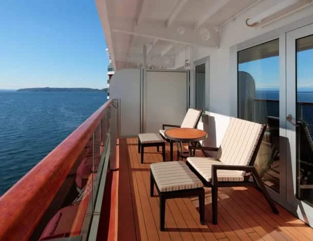 Representative private balcony on a Nieuw Amsterdam Signature Suite