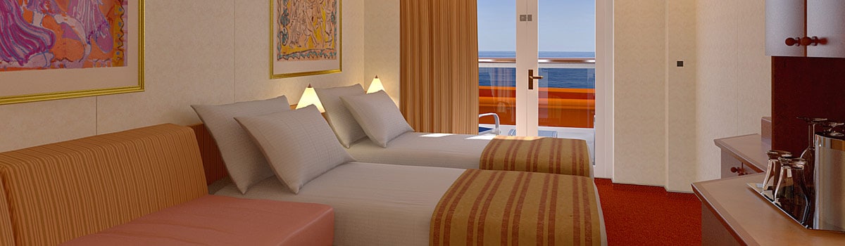 Representative obstructed-view balcony room listed by Carnival for Carnival Pride