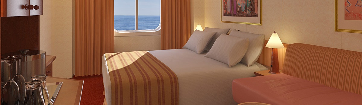 Representative ocean-view room listed by Carnival for Carnival Pride