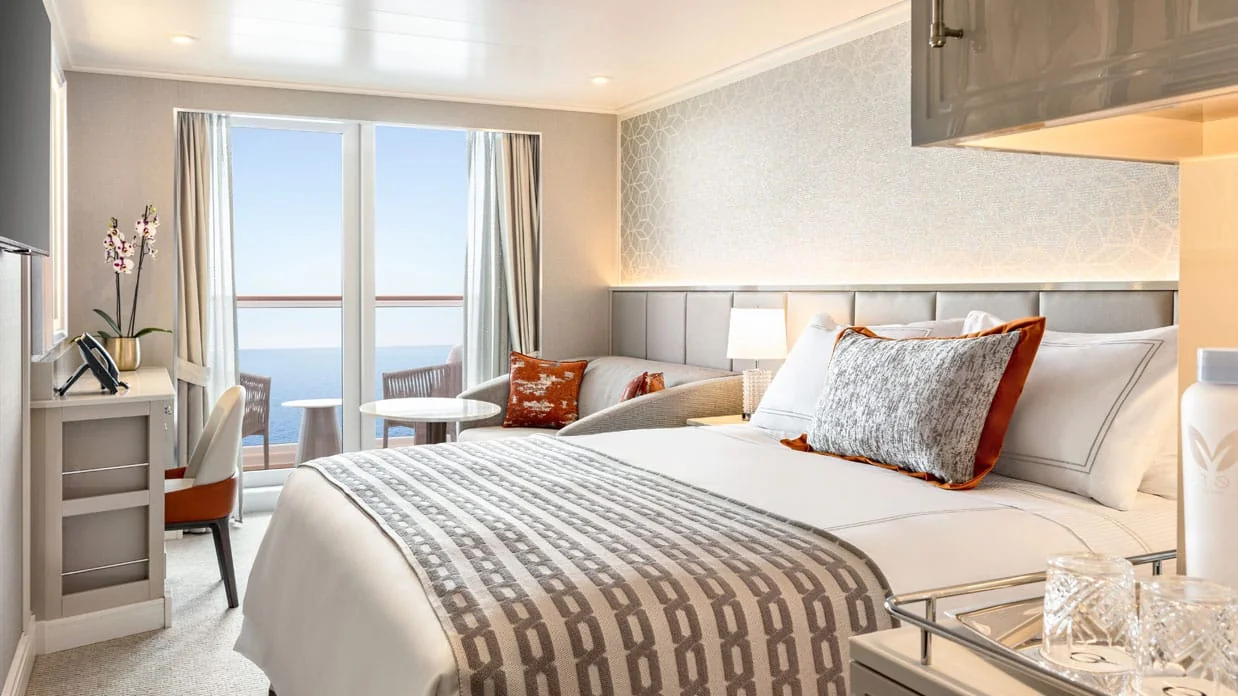 Representative Oceania Vista Veranda stateroom with a private walkout balcony